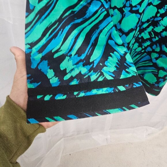 Dana Buchman Green Blue Abstract Peasant Blouse Tunic Retro L - Picture 4 of 14